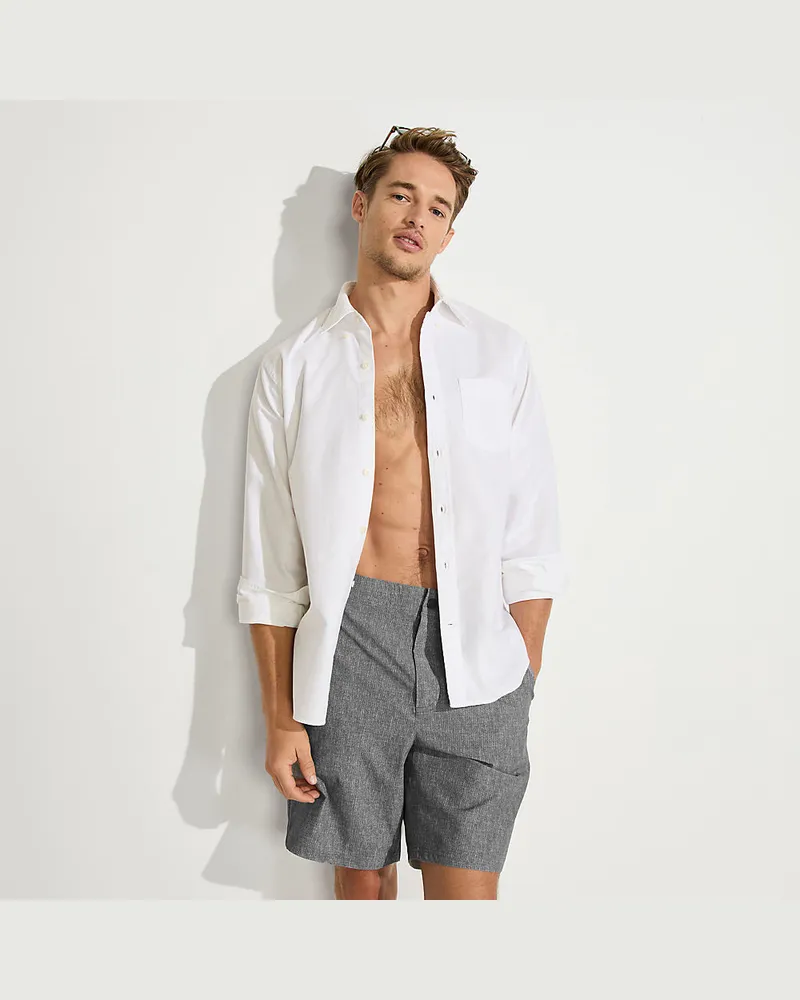 Lands' End Ultimativ-Badeshorts, 23 cm, Herren, Größe regular, Grau, Elasthan/Polyester, by Grau
