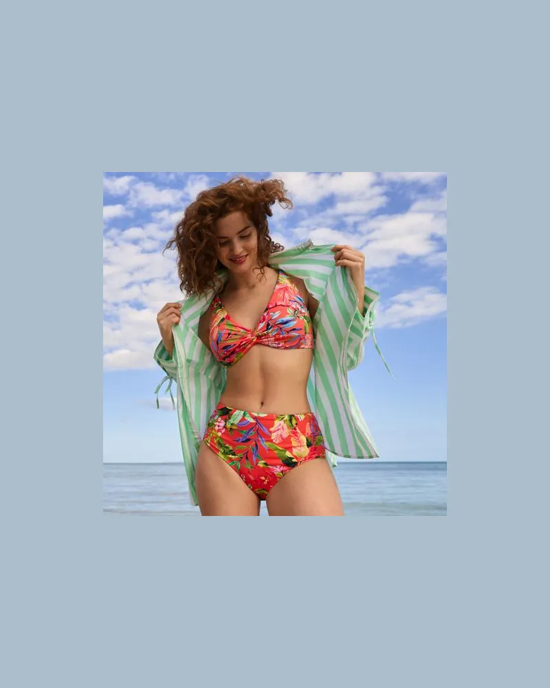 Lands' End Bikinitop mit Twist-Detail, Damen, Größe regular, Orange, Elasthan/Nylon-Mischung, by Orange