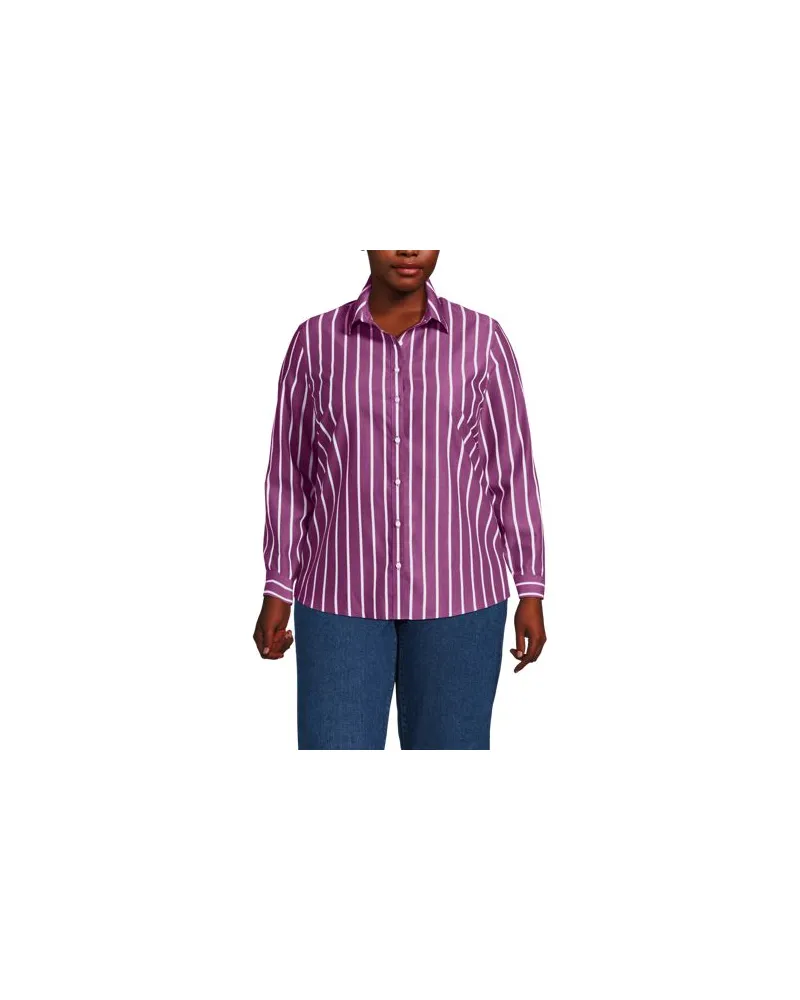 Lands' End Bügelfreie Baumwoll-Bluse, Damen, Größe plus, Pink, Baumwolle, by Pink