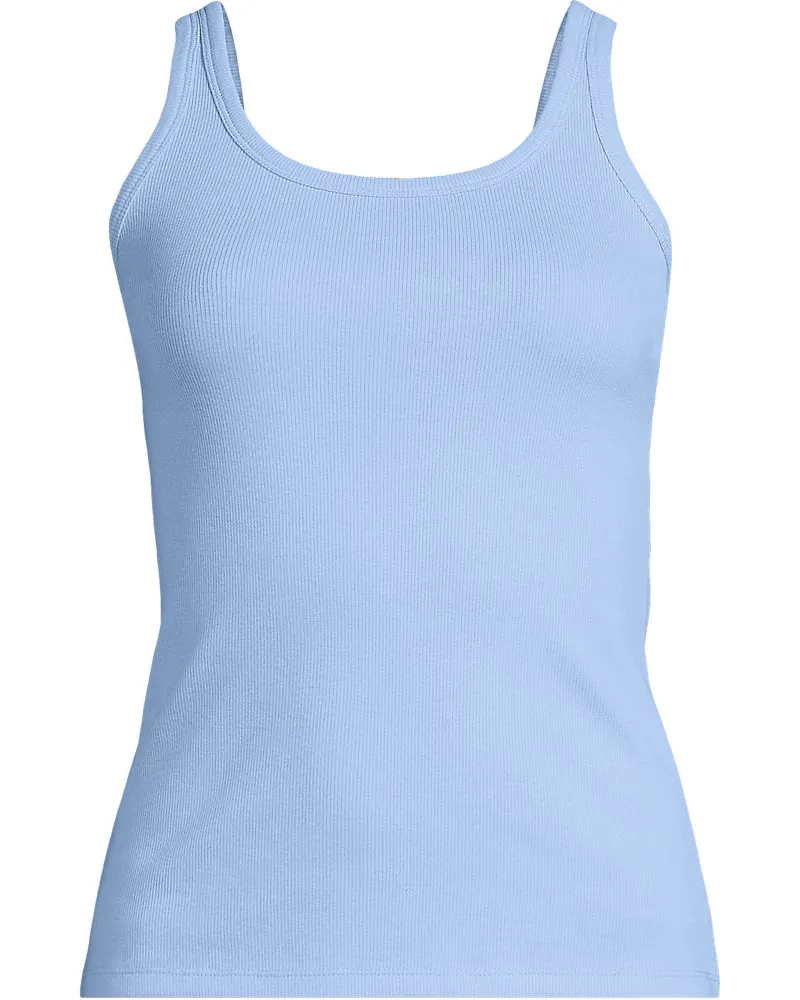 Lands' End Ripp-Tanktop, Damen, Größe plus, Blau, Elasthan/Baumwoll-Mischung, by Blau