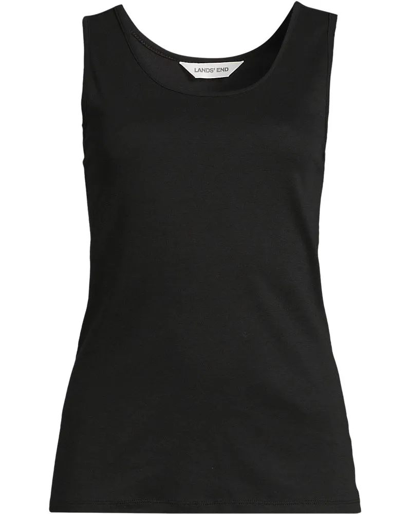 Lands' End Ärmelloses Top aus Baumwolle, Damen, Größe petite, Schwarz, Baumwolle, by Schwarz