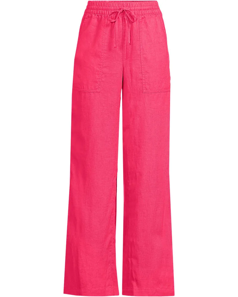 Lands' End Leinen-Schlupfhose mit weitem Bein, Damen, Größe regular, Pink, Leinen, by Pink