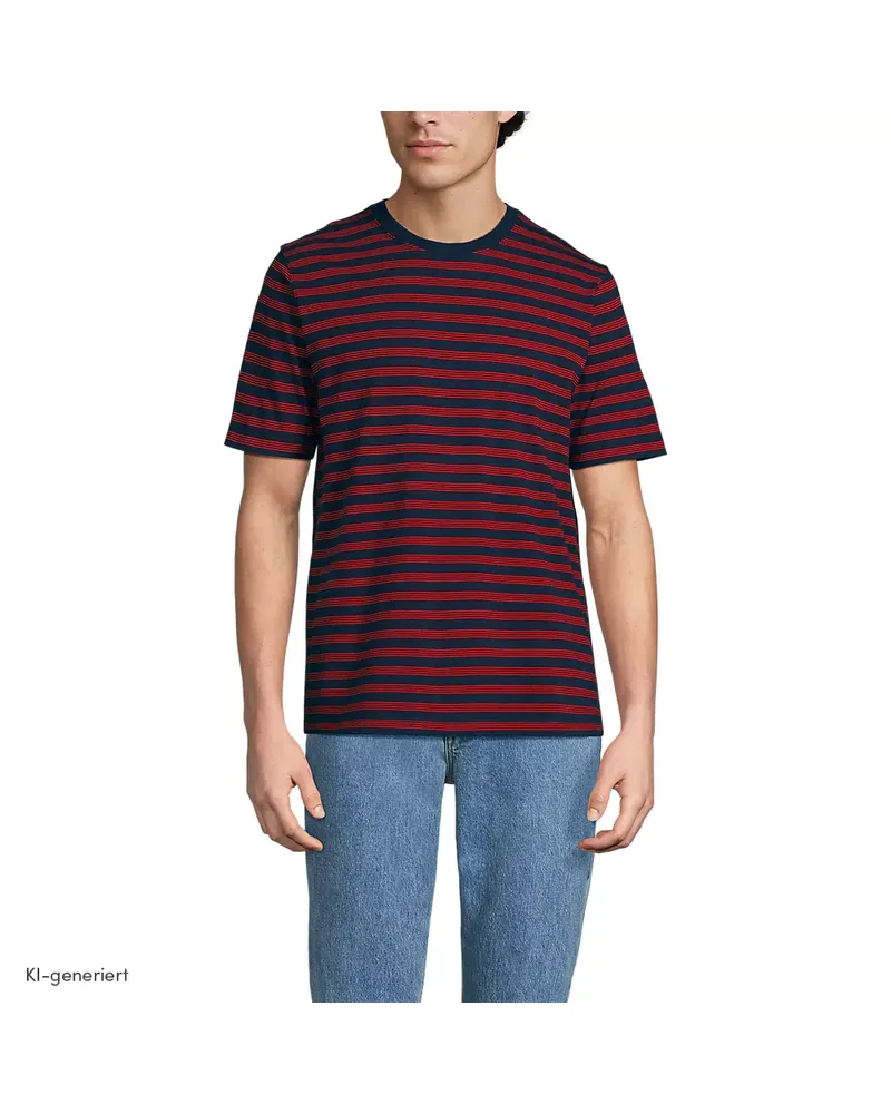 Lands' End Super-T Kurzarm-Shirt, Classic Fit, Herren, Größe regular, Blau, Baumwolle, by Blau