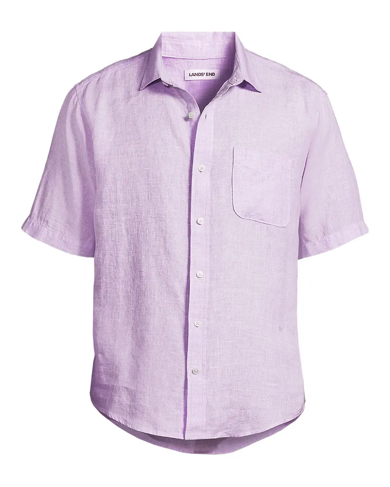 Lands' End Premium Reinleinen-Hemd mit kurzen Ärmeln, Classic Fit, Herren, Größe regular, Lila, Leinen, by Lila