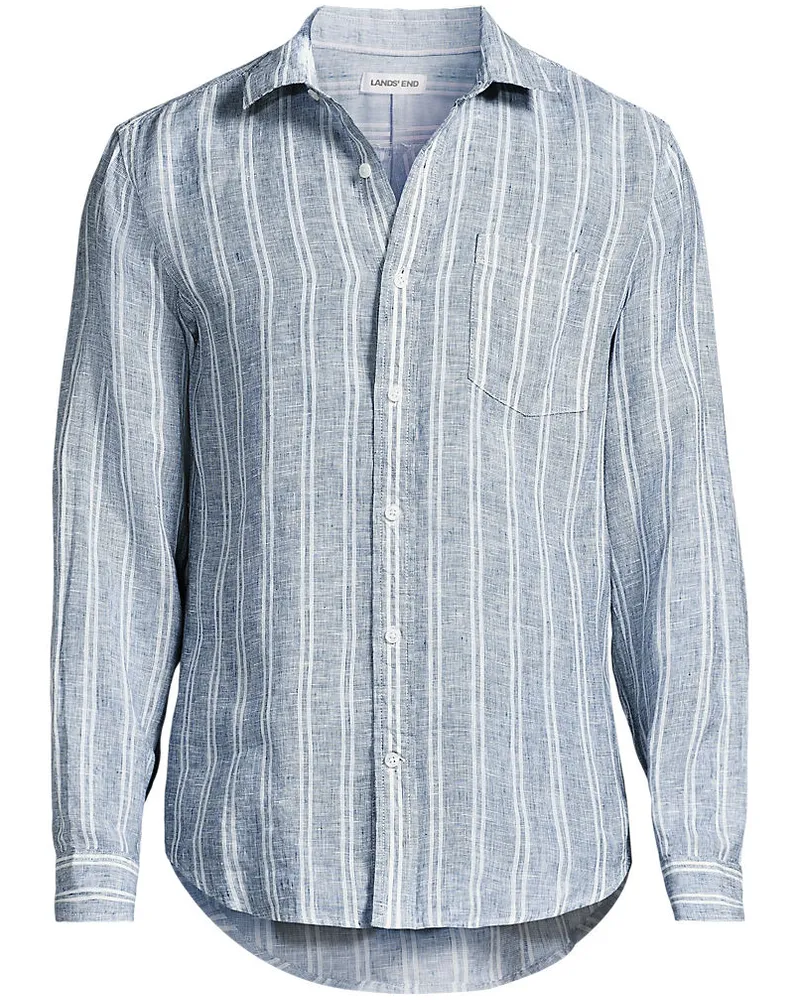 Lands' End Premium Reinleinen-Hemd, Herren, Größe regular, Blau, Leinen, by Blau