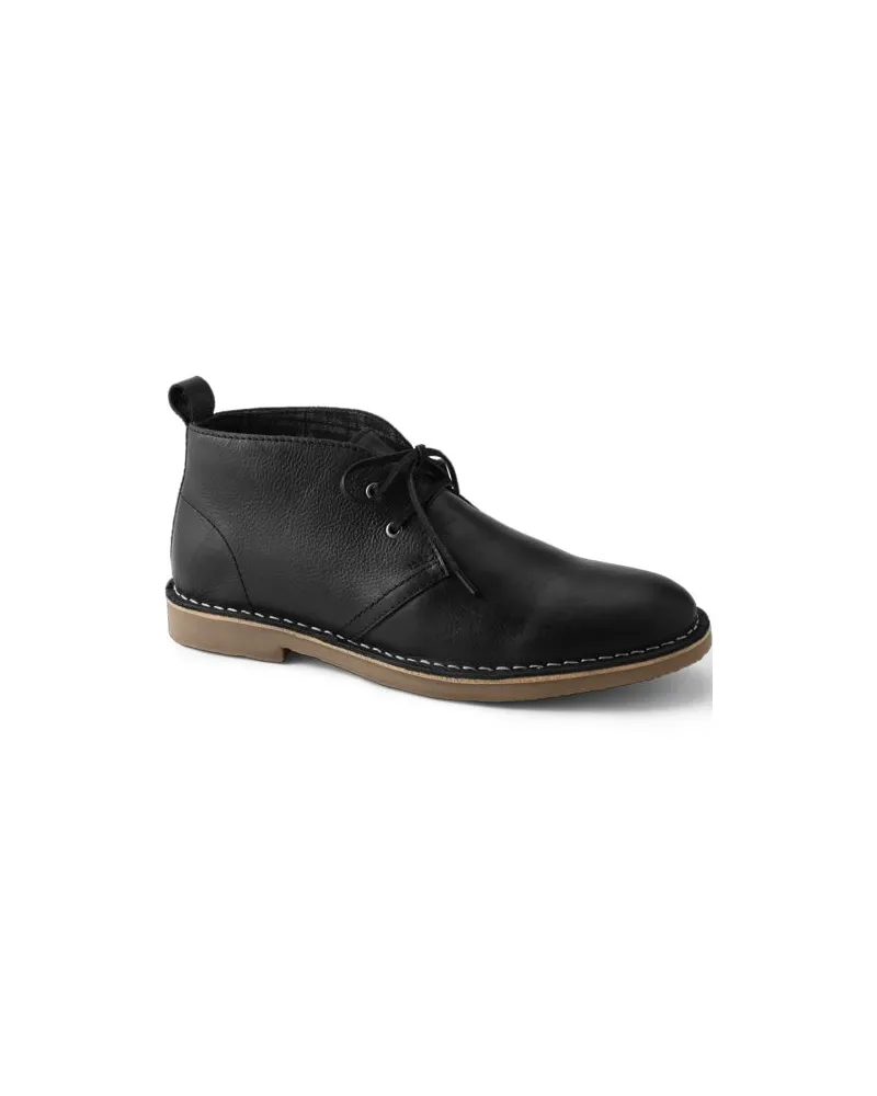 Lands' End Desert Boots aus Leder, Herren, Größe regular, Schwarz, Leder, by Schwarz