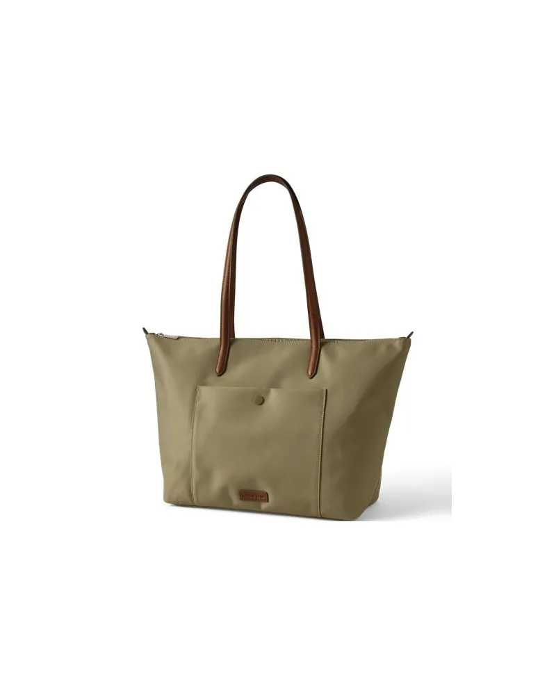 Lands' End Wasserabweisende, verstaubare Shoppertasche, Damen, Größe:null regular, Grün, Nylon/Leder, by Grün