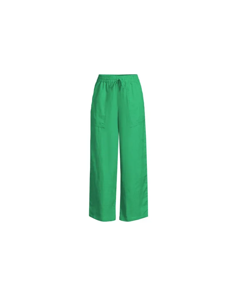 Lands' End Weite 7/8-Leinenhose mit Dehnbund, Damen, Größe:32-34 regular, Grün, Leinen, by Grün