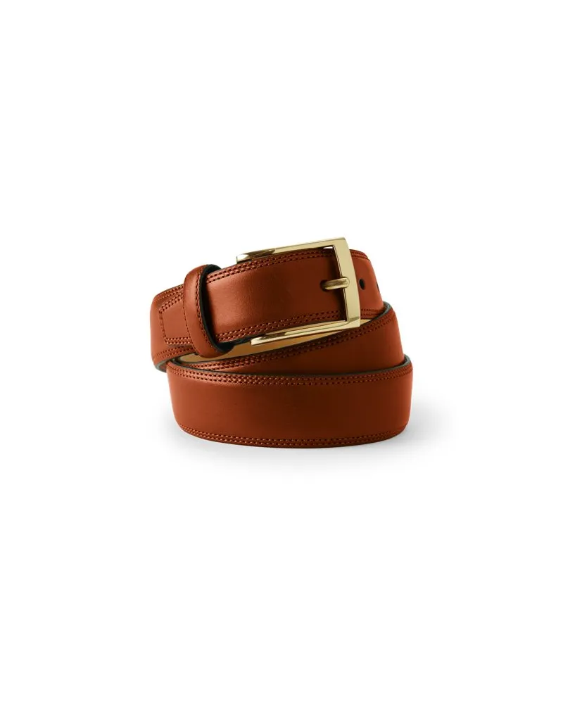 Lands' End Klassischer Gürtel aus Handschuh-Leder, Herren, Größe:48-50 regular, Braun, Leder/Messing, by Braun