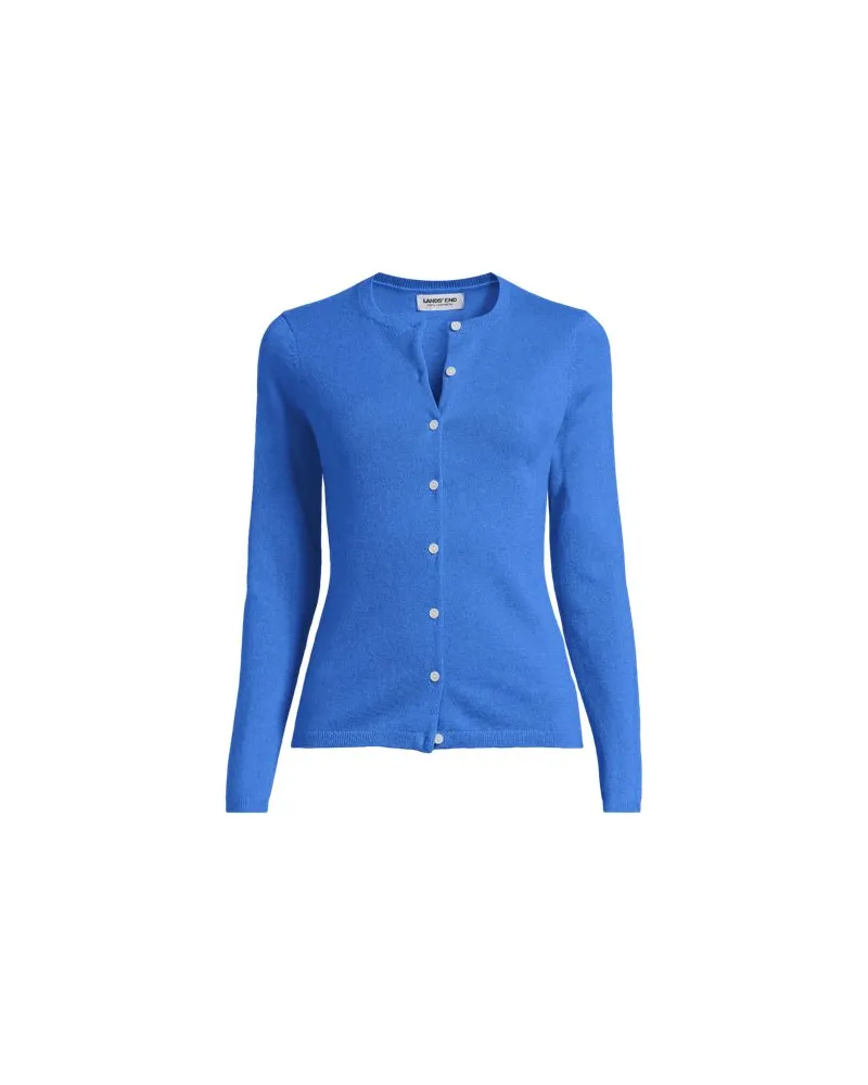 Lands' End Kaschmir-Cardigan mit rundem Ausschnitt, Damen, Größe:44-46 regular, Blau, Kaschmir, by Blau