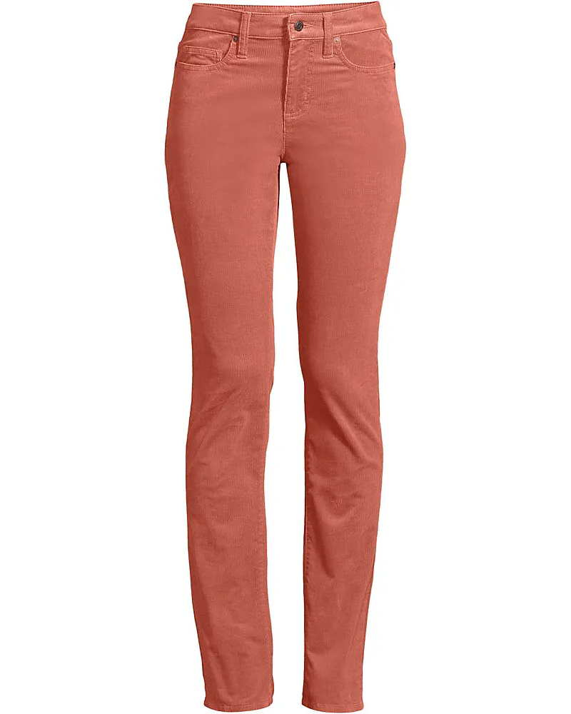 Lands' End Straight Fit Cordhose Mid Waist, Damen, Größe plus, Orange, Baumwoll-Mischung, by Orange