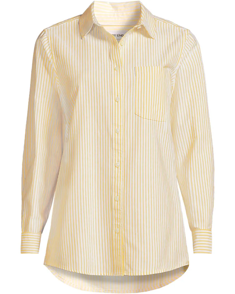 Lands' End Langarm Oxford-Hemdbluse, Damen, Größe regular, Gelb, Baumwolle, by Gelb