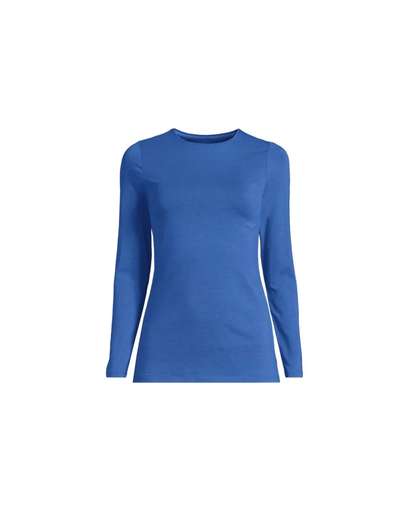 Lands' End Shirt aus Baumwolle/Modal-Mix mit Rundausschnitt, Damen, Größe regular, Blau, Elasthan/Baumwolle Modal, by Blau