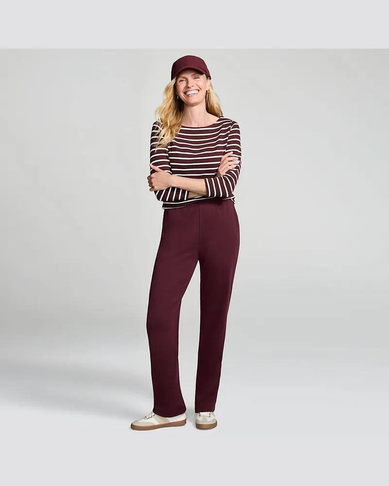 Lands' End Straight Fit Freizeithose SPORT KNIT, Damen, Größe petite, Rot, Baumwolle, by Rot