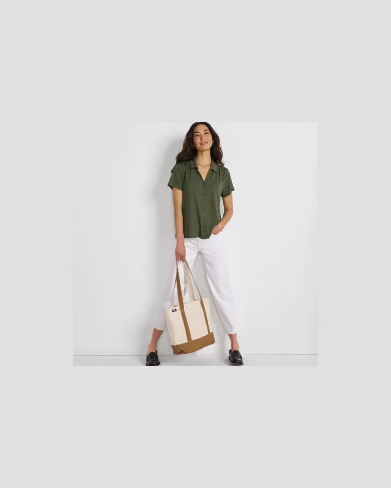 Lands' End Polobluse aus Leinenmix, Damen, Größe:32-34 regular, Grün, Leinen, by Grün