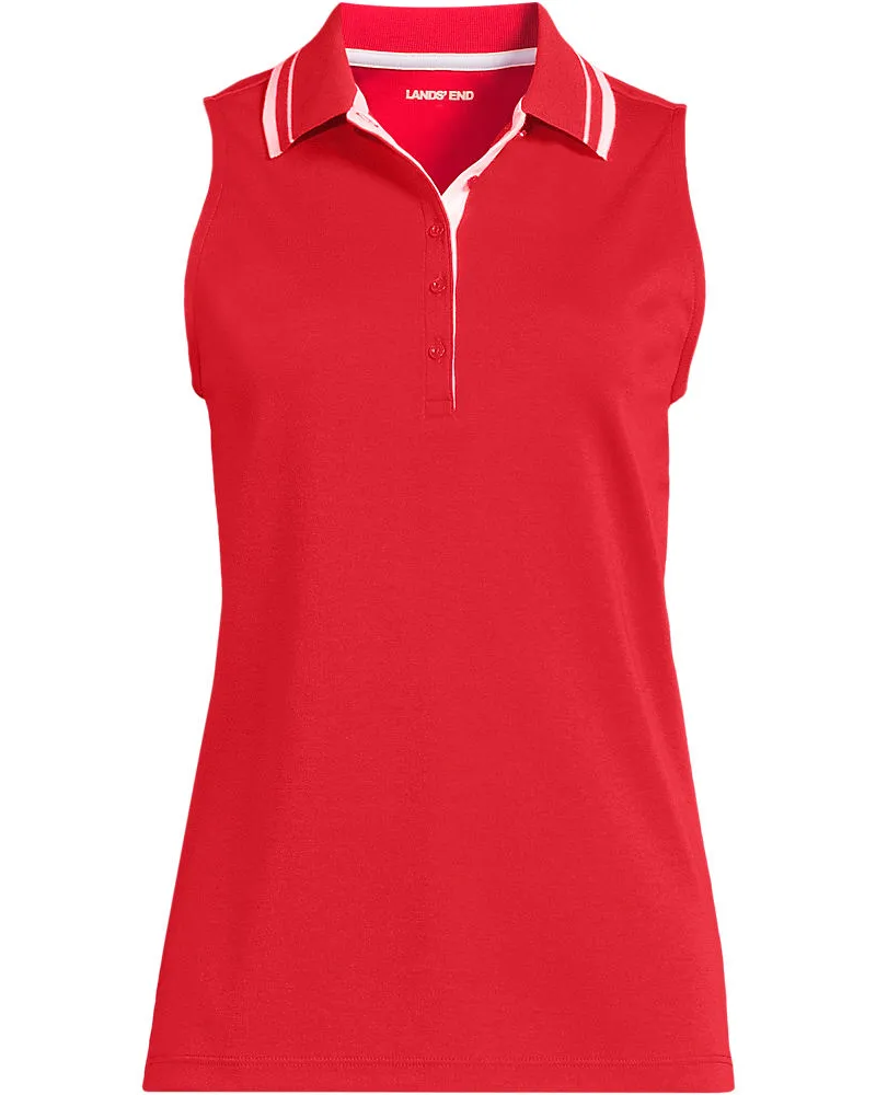 Lands' End Ärmelloses Supima-Poloshirt, Damen, Größe plus, Rot, Baumwolle, by Rot