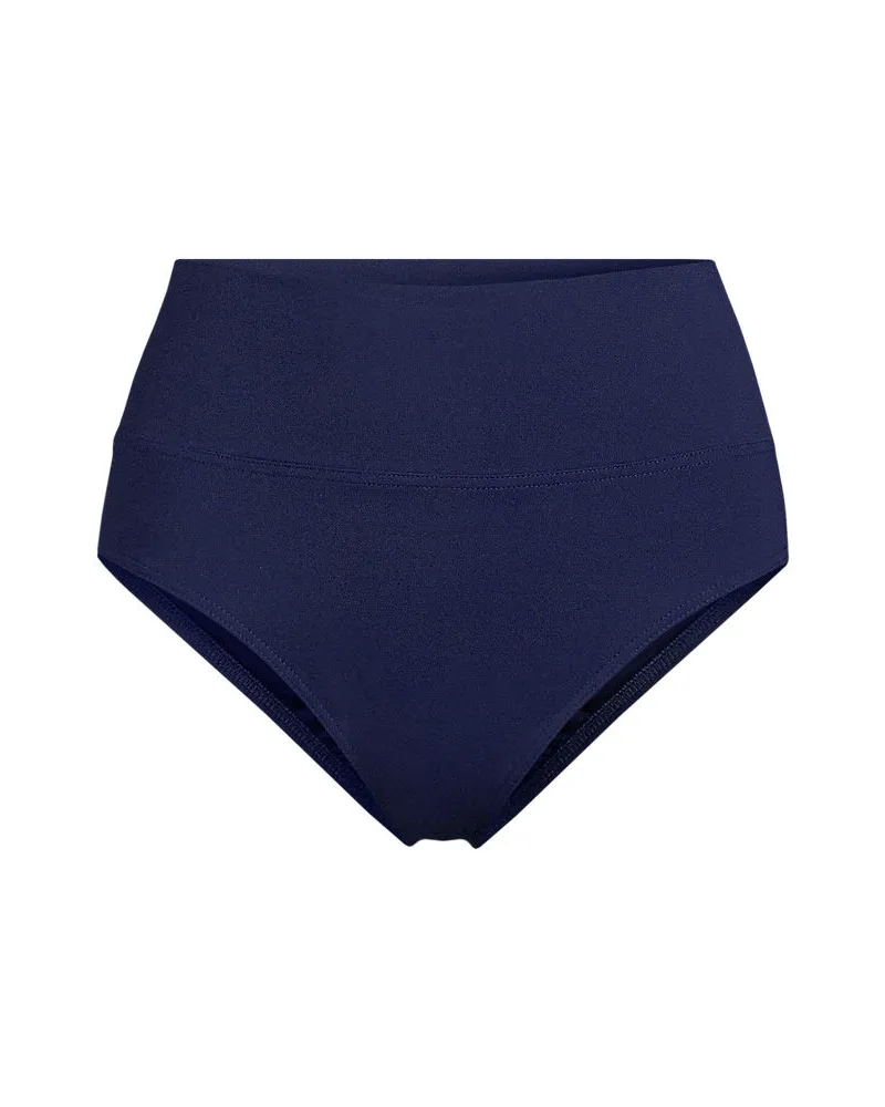 Lands' End Bikinihose zum Umschlagen, High Waist, Damen, Größe regular, Blau, Nylon-Mischung, by Blau