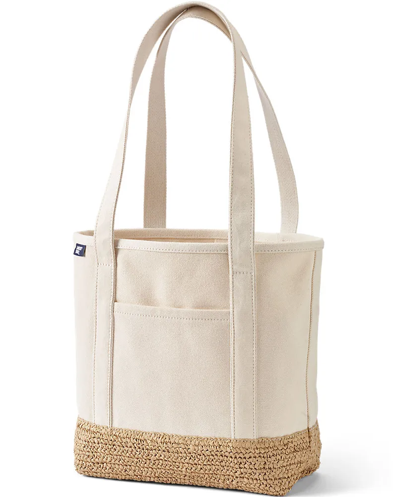 Lands' End Mittelgroße offene Canvastasche mit langen Griffen, Damen, Größe:null regular, Weiß, by Weiß