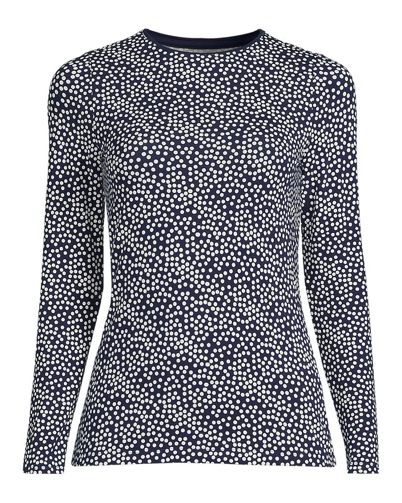 Lands' End Shirt aus Baumwolle/Modal-Mix mit Rundausschnitt, Damen, Größe regular, Blau, Elasthan/Baumwolle Modal, by Blau