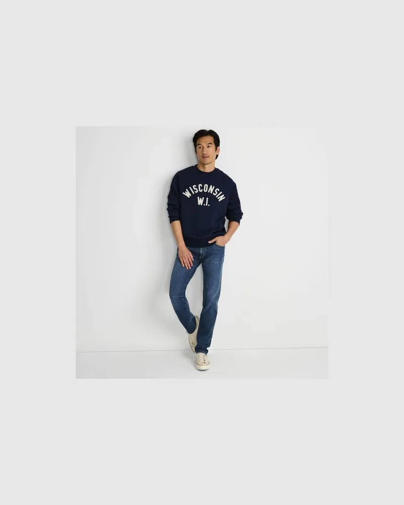 Lands' End Sweatshirt mit Schriftzug, Herren, Größe:56-58 regular, Blau, Baumwolle/Polyester, by Blau