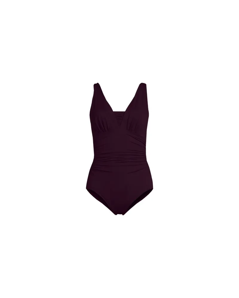 Lands' End Shape-Badeanzug mit V-Ausschnitt und verstellbaren Trägern SLENDER, Damen, Größe regular, Lila, Nylon-Mischung, by Lila