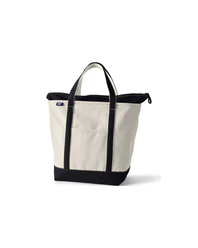 Lands' End Große Canvastasche mit Reißverschluss, Damen, Größe:null regular, Weiß, Baumwolle, by Weiß