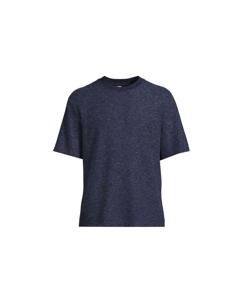 Lands' End Premium Shirt mit Leinen und Waffelstruktur, Herren, Größe:44-46 regular, Blau, Leinen/Polyester-Mischung, by Blau