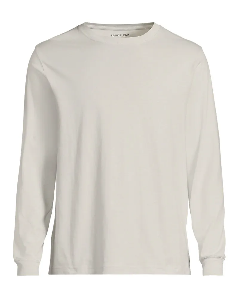 Lands' End Super-T Langarm-Shirt, Classic Fit, Herren, Größe regular, Beige, Baumwolle, by Beige