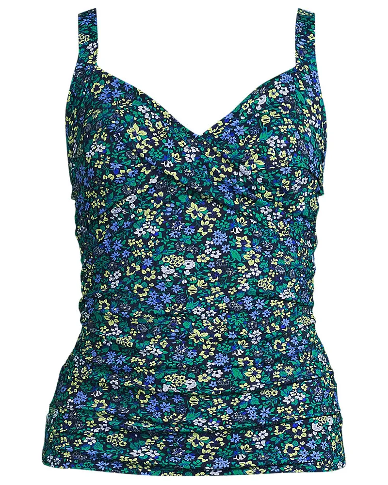 Lands' End Tankinitop CHLORRESISTENT mit V-Ausschnitt, Damen, Größe regular, Blau, Nylon-Mischung, by Blau