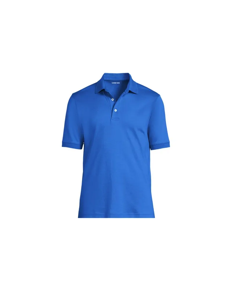Lands' End Supima Kurzarm-Polo, Classic Fit, Herren, Größe regular, Blau, Baumwolle, by Blau
