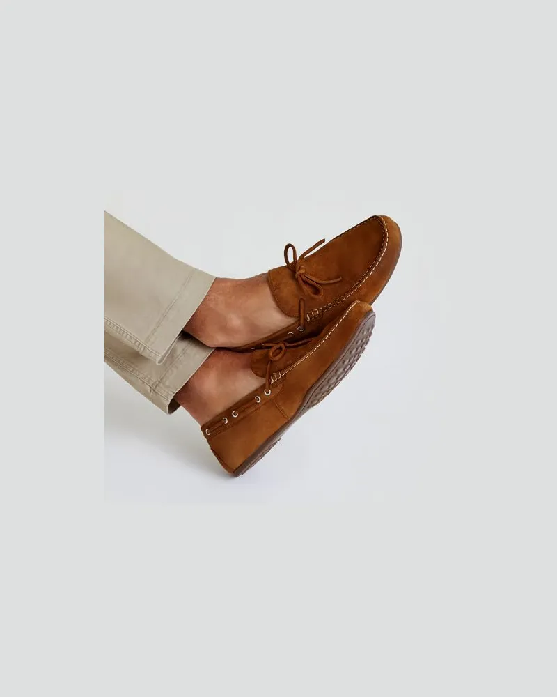 Lands' End Veloursleder-Loafer im Autoschuh-Design, Herren, Größe regular, Braun, Rauleder, by Braun