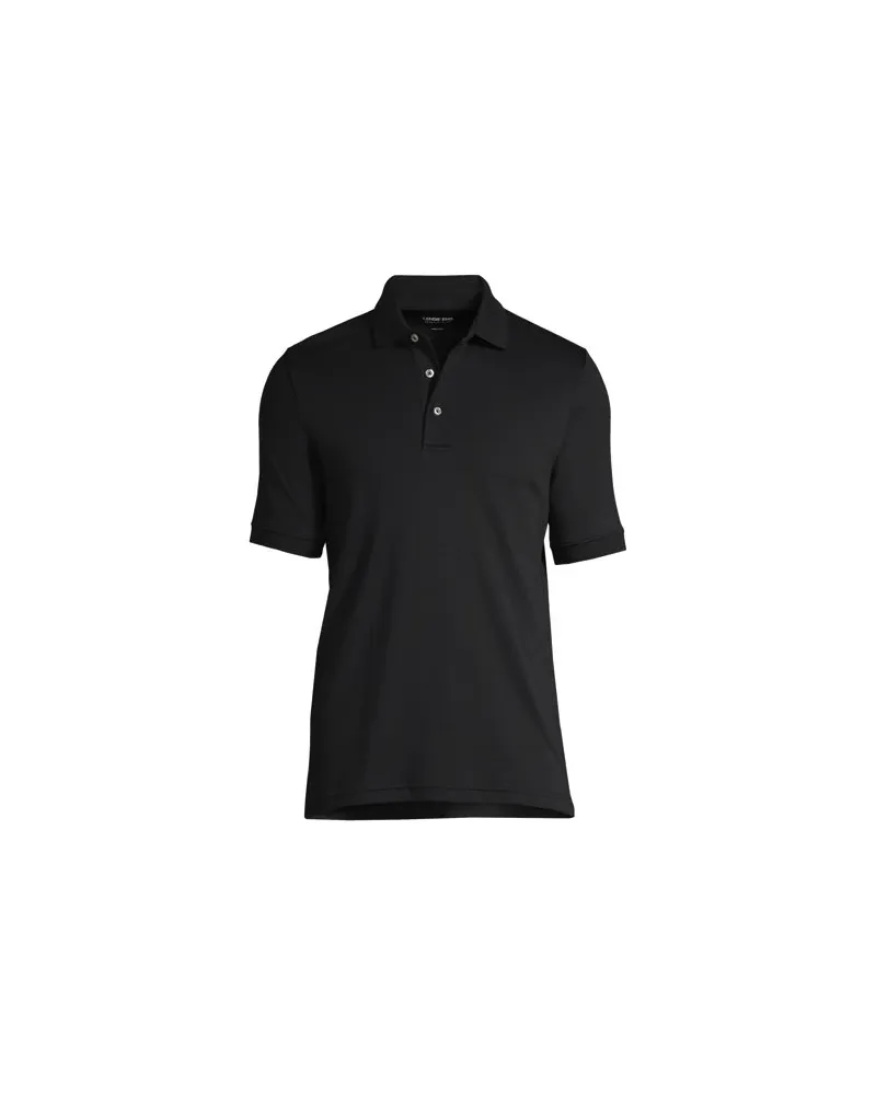 Lands' End Supima Kurzarm-Polo, Classic Fit, Herren, Größe:48-50 tall, Schwarz, Baumwolle, by Schwarz
