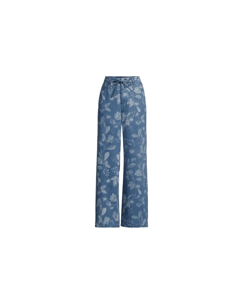 Lands' End Gemusterte Jeans mit weitem Bein High Waist, Damen, Größe regular, Blau, by Blau