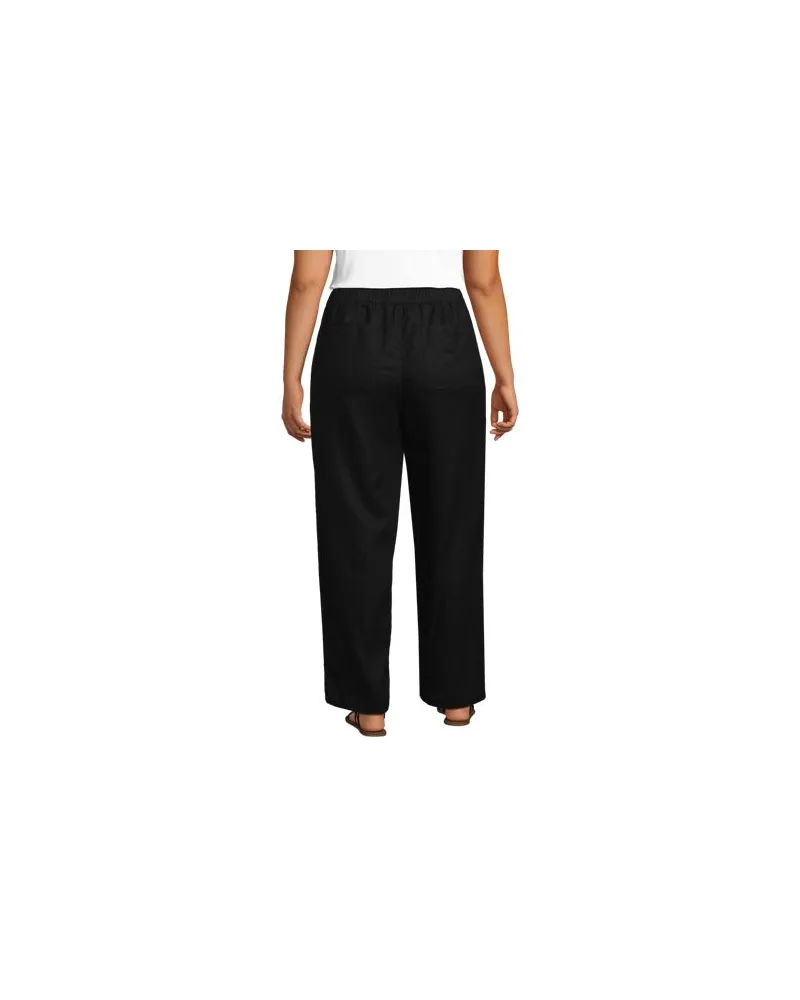 Lands' End Relaxte Leinenhose mit geradem Bein, Damen, Größe plus, Schwarz, Leinen, by Schwarz