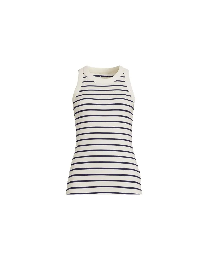 Lands' End Baumwollripp-Top, Damen, Größe regular, Weiß, Elasthan/Baumwoll-Mischung, by Weiß