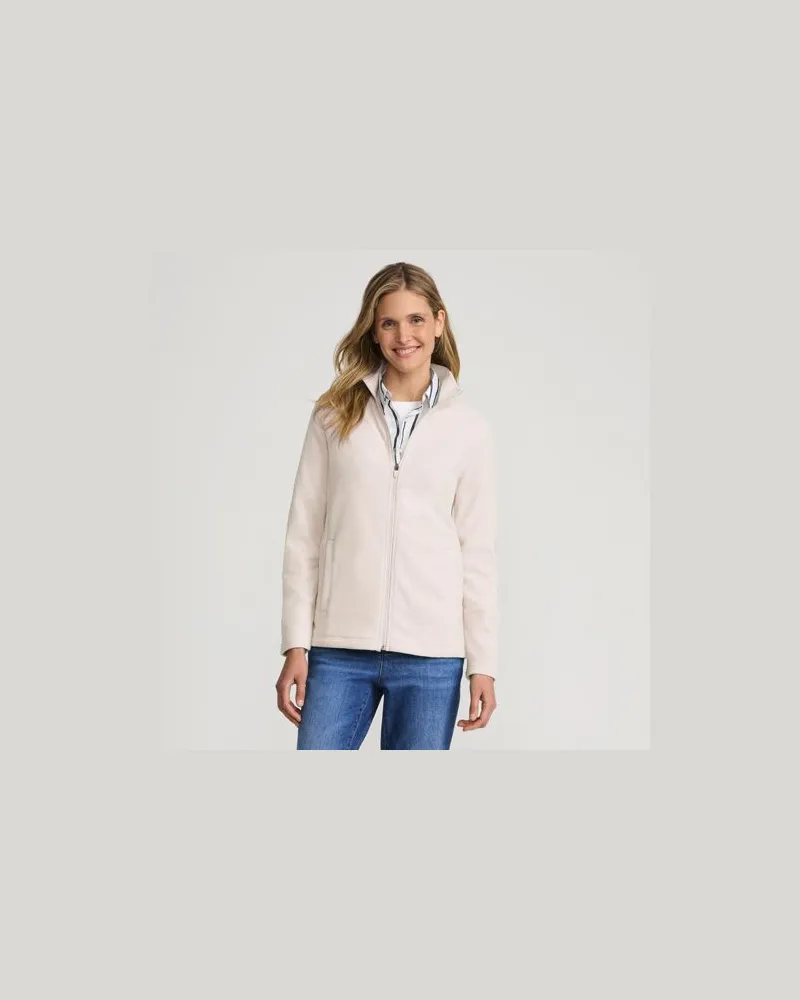 Lands' End Anyweather Fleece-Jacke, Damen, Größe regular, Weiß, Polyester, by Weiß