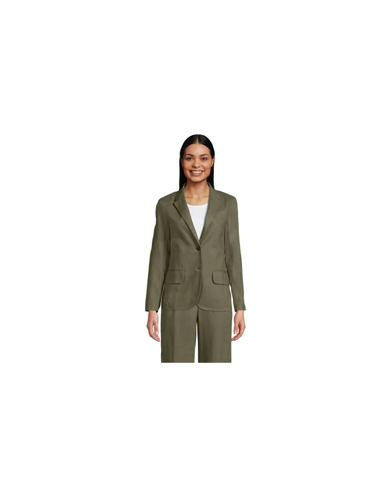 Lands' End Leinenblazer, Damen, Größe:40-42 regular, Grün, Leinen, by Grün