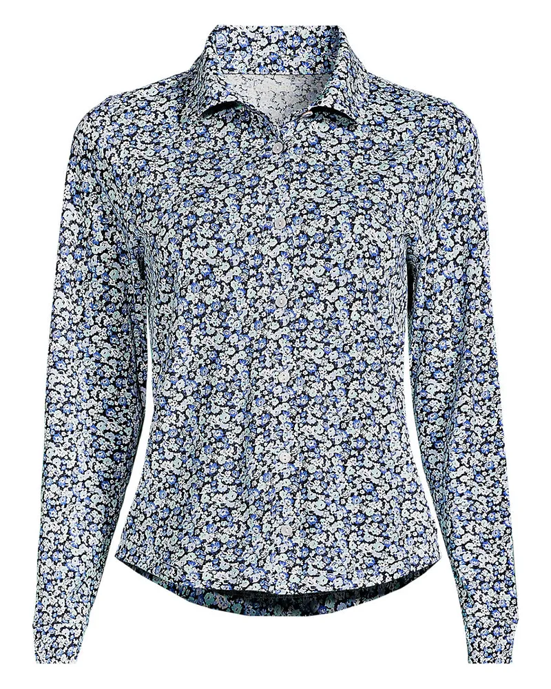 Lands' End Langärmelige Supima-Jerseybluse, Damen, Größe plus, Blau, Baumwolle, by Blau