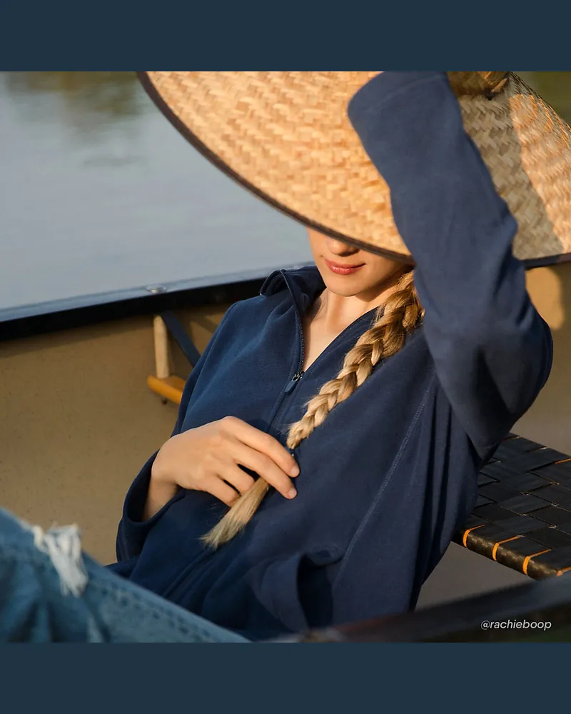 Lands' End Anyweather Fleece-Jacke, Damen, Größe petite, Blau, Polyester, by Blau