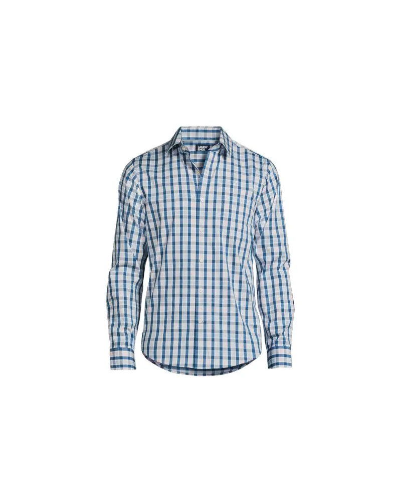 Lands' End Ultimativ-Hemd, Tailored Fit, Herren, Größe:56-58 regular, Blau, Baumwolle/Elasthan/Polyester, by Blau