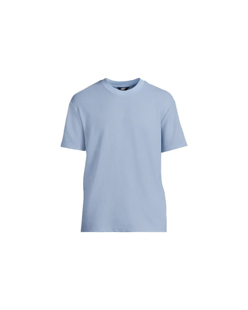 Lands' End Premium Shirt mit Leinen und Waffelstruktur, Herren, Größe:52-54 regular, Blau, Leinen/Polyester-Mischung, by Blau