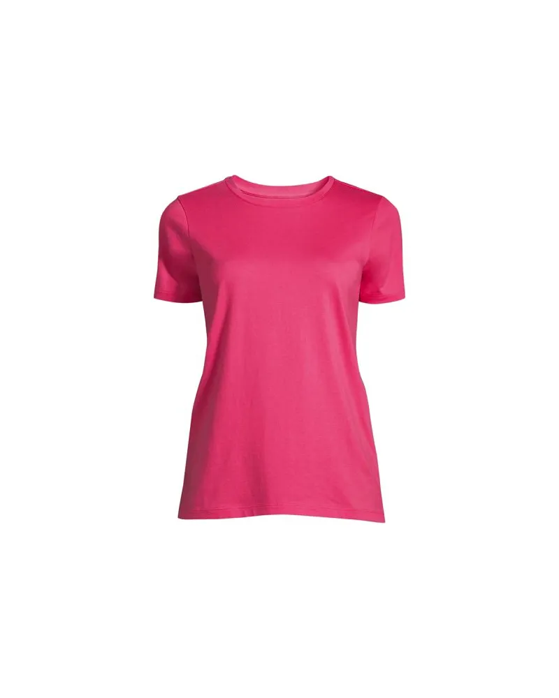 Lands' End Supima Kurzarm-Shirt mit rundem Ausschnitt, Damen, Größe plus, Pink, Baumwolle, by Pink