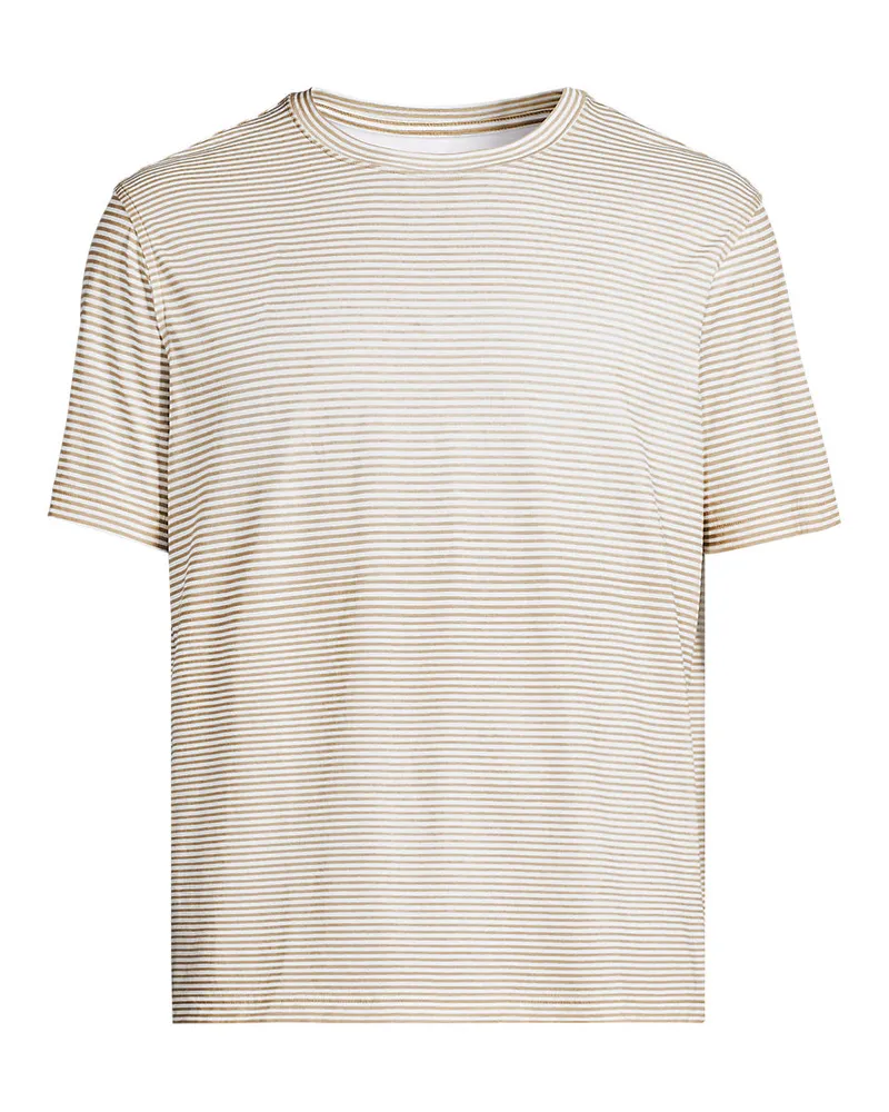 Lands' End Supima Kurzarm-Shirt mit Rundhalsausschnitt, Herren, Größe regular, Weiß, Baumwolle, by Weiß