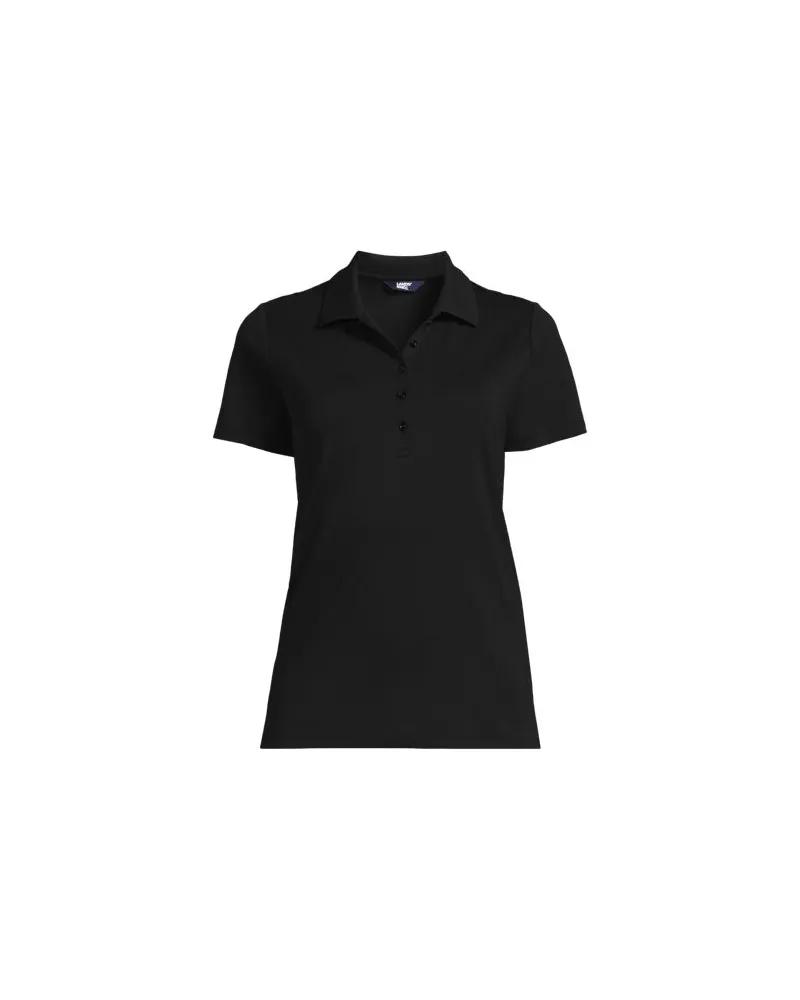 Lands' End Supima® Polo-Shirt, Damen, Größe plus, Schwarz, Baumwolle, by Schwarz