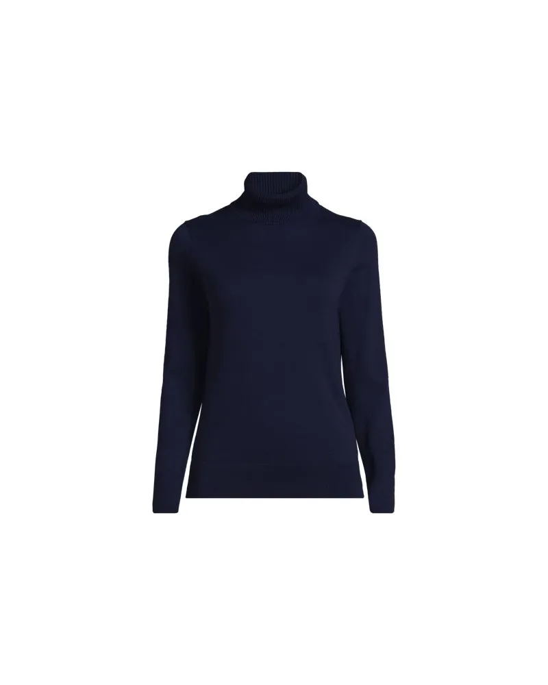 Lands' End Feinstrick-Rollkragenpullover aus Baumwolle, Damen, Größe:32-34 regular, Blau, Baumwolle, by Blau