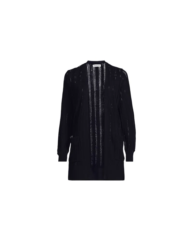 Lands' End Langer offener Ajour-Cardigan aus Leinenmix, Damen, Größe plus, Blau, Baumwolle/Leinen/Lyocell (Viskose), by Blau