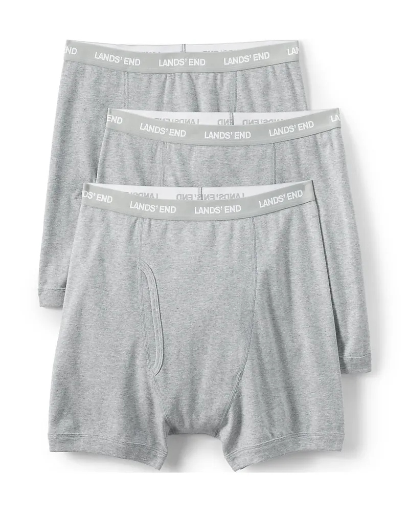 Lands' End Baumwoll-Boxershorts (3er-Set), Herren, Größe regular, Grau, Baumwolle, by Grau