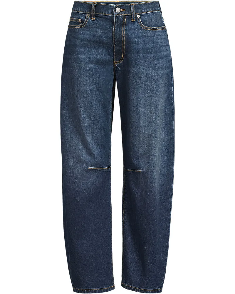 Lands' End Soft Denim Relaxte Barrel-Jeans Mid Waist, Damen, Größe plus, Blau, by Blau