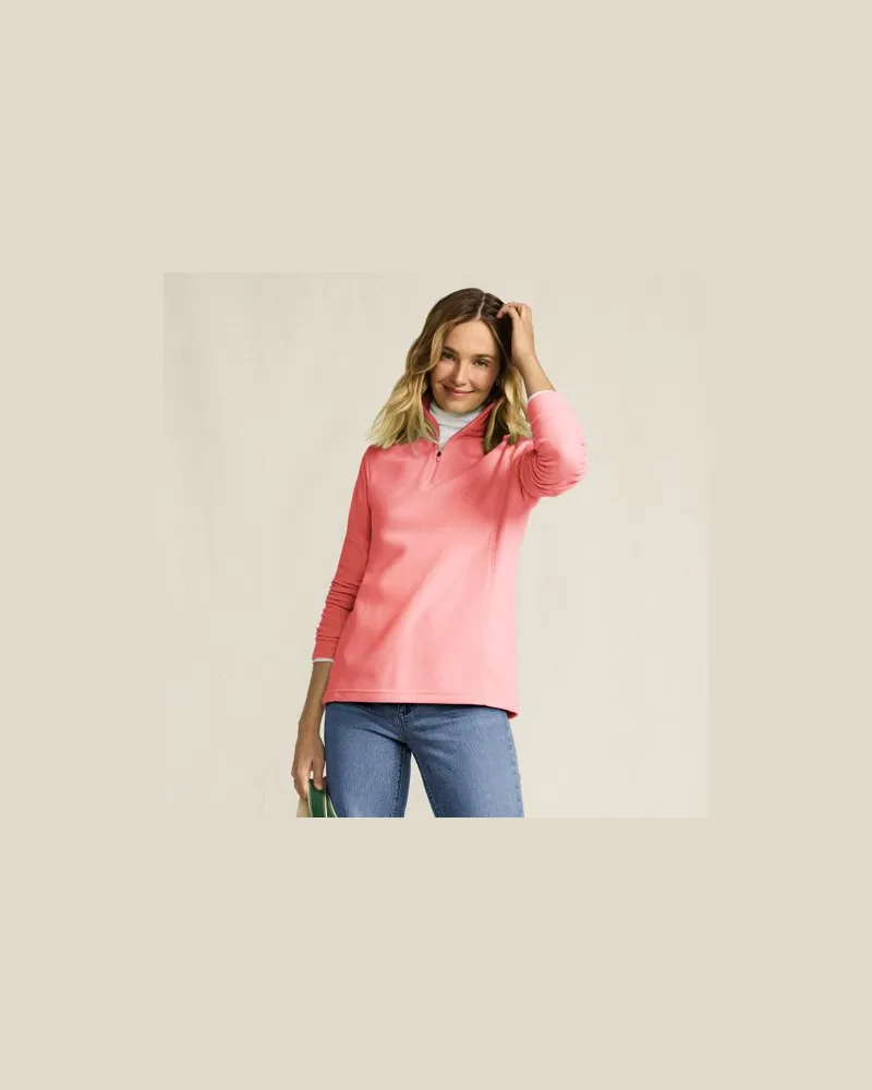 Lands' End Anyweather Fleece-Pullover mit Reißverschluss, Damen, Größe regular, Pink, Polyester, by Pink