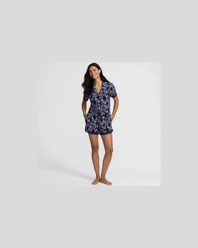 Lands' End Pyjama-Set mit Shorts und Cooling-Finish, Damen, Größe regular, Blau, by Blau